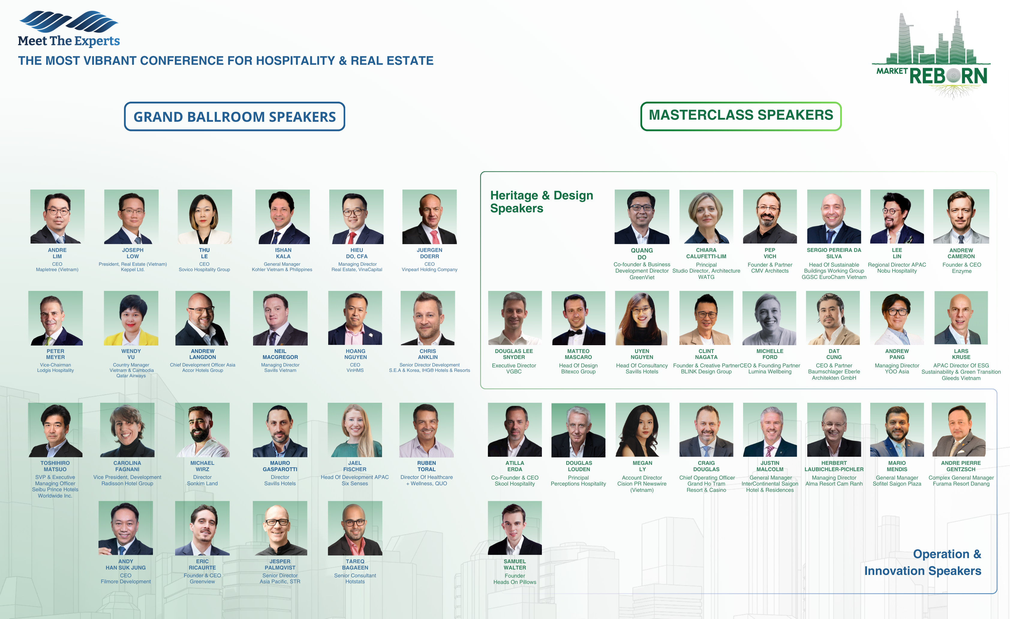 40 speakers at the Meet the Expert event with their job positions